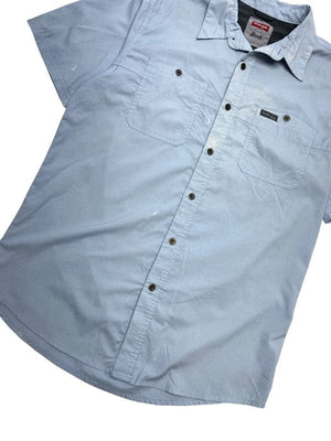 Light Blue Wrangler Short-sleeved Shirt Men's Medium Northern Pole Vintage Wholesale 