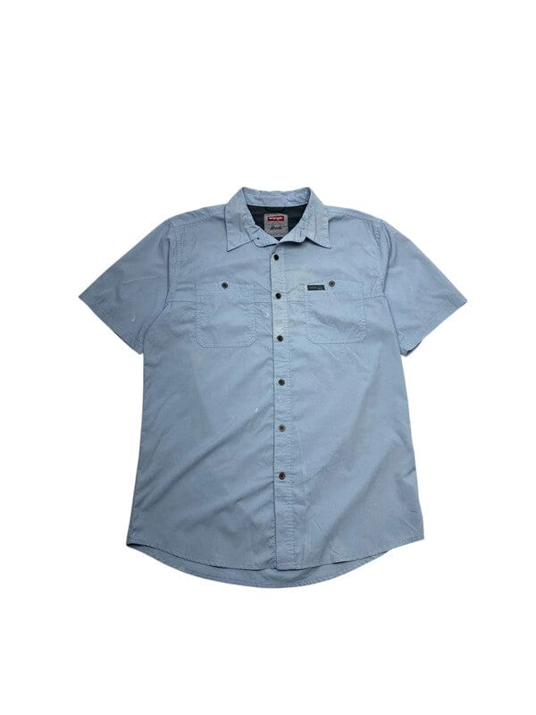 Light Blue Wrangler Short-sleeved Shirt Men's Medium Northern Pole Vintage Wholesale 