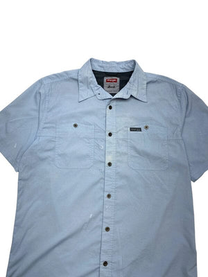 Light Blue Wrangler Short-sleeved Shirt Men's Medium Northern Pole Vintage Wholesale 