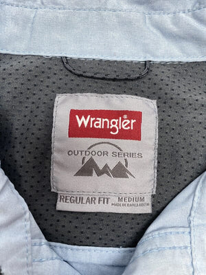 Light Blue Wrangler Short-sleeved Shirt Men's Medium Northern Pole Vintage Wholesale 