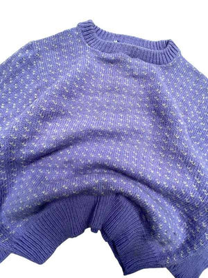 Lilac Heart-pattern Crew-neck Jumper Women's XL Northern Pole Vintage Wholesale 