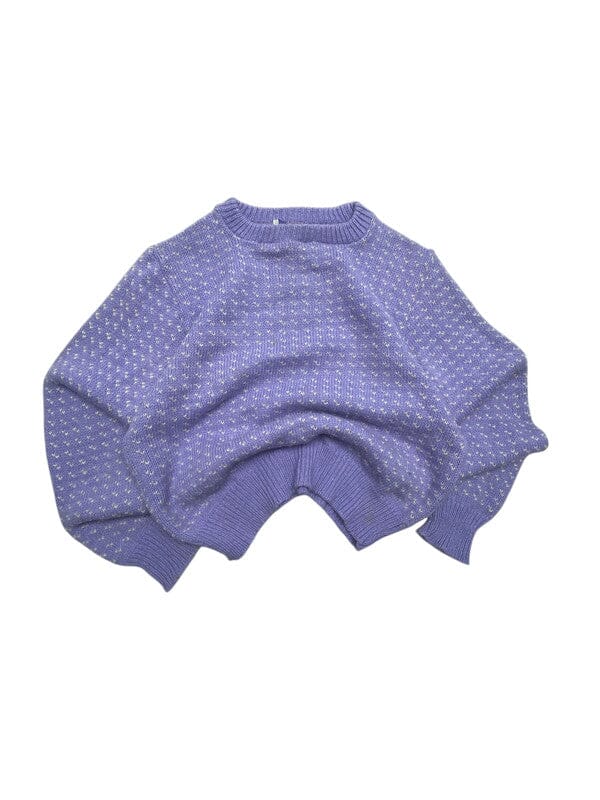 Lilac Heart-pattern Crew-neck Jumper Women's XL Northern Pole Vintage Wholesale 