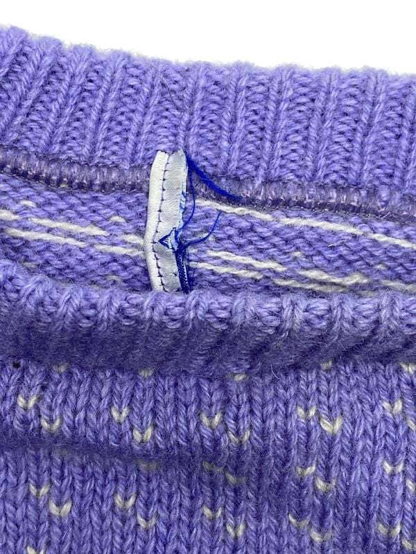 Lilac Heart-pattern Crew-neck Jumper Women's XL Northern Pole Vintage Wholesale 