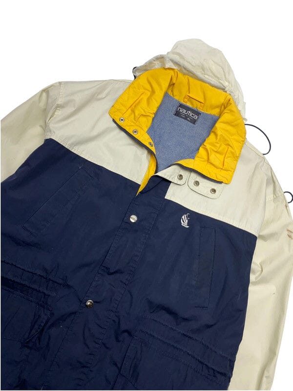 Navy and White Nautica Raincoat Men's XL Northern Pole Vintage Wholesale 