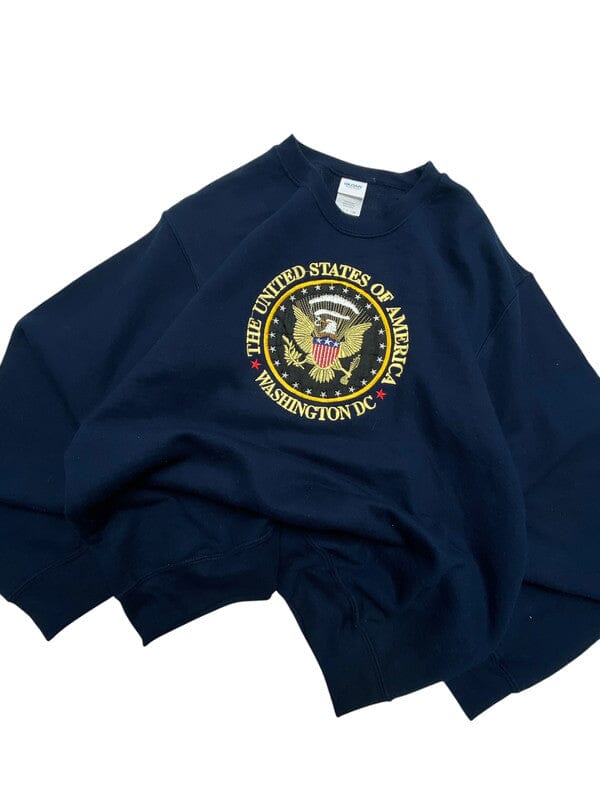 Navy Gildan Washington DC Embroidery & Badge Sweatshirt Men's Small Northern Pole Vintage Wholesale 
