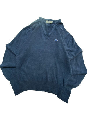 Navy IZOD x Lacoste V-neck Jumper Men's Medium Northern Pole Vintage Wholesale 