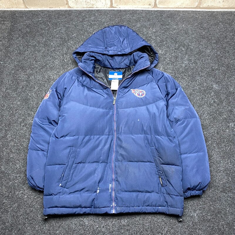 Navy Reebok x NFL Titans Puffer Jacket Men's Medium Northern Pole Vintage Wholesale 