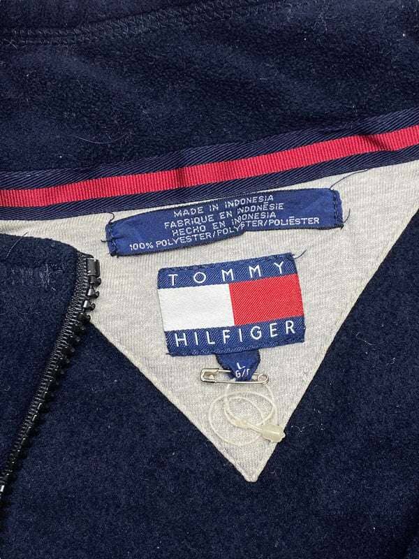 Navy Tommy Hilfiger 1/4 Zip-up Fleece Men's Large Northern Pole Vintage Wholesale 
