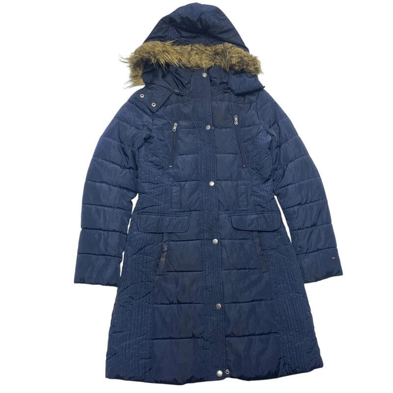 Navy Tommy Hilfiger Long Puffer Jacket XS Northern Pole Vintage Wholesale 