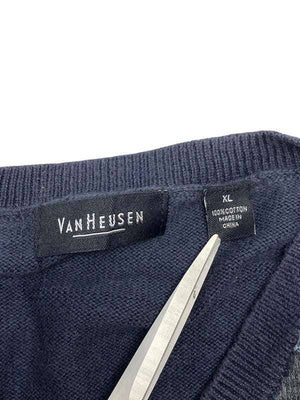 Navy V-neck Knitwear Jumper Men's XL Northern Pole Vintage Wholesale 