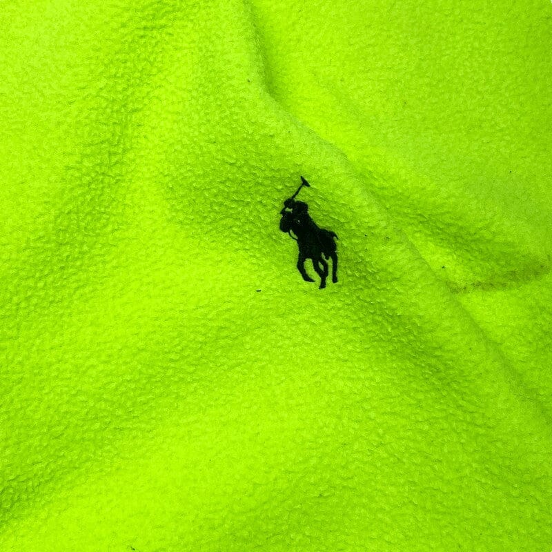 Neon Green Ralph Lauren 1/4 Zip-up Polo Shirt Men's Medium Northern Pole Vintage Wholesale 