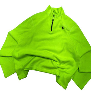 Neon Green Ralph Lauren 1/4 Zip-up Polo Shirt Men's Medium Northern Pole Vintage Wholesale 