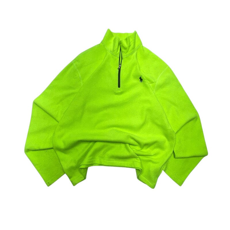 Neon Green Ralph Lauren 1/4 Zip-up Polo Shirt Men's Medium Northern Pole Vintage Wholesale 