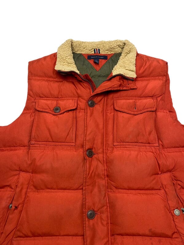 Orange Tommy Hilfiger Puffer Gilet Men's Medium Northern Pole Vintage Wholesale 