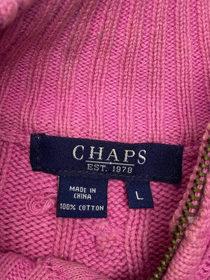 Pink CHAPS Half-zip Jumper Women's Large Northern Pole Vintage Wholesale 