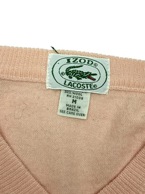 Pink izod x lacoste v-neck jumper men's medium Northern Pole Vintage Wholesale 