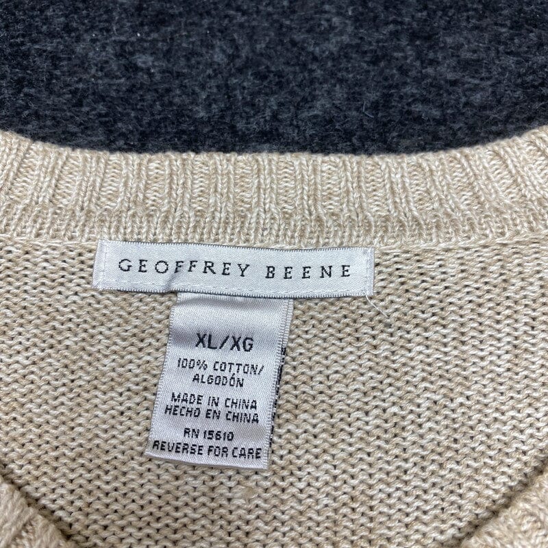 Vintage Beige Geoffery Beene Crew Neck Jumper XL Northern Pole Vintage Wholesale 