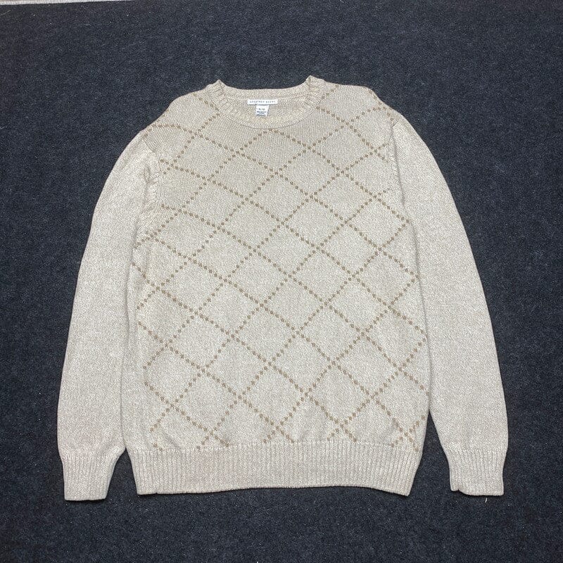 Vintage Beige Geoffery Beene Crew Neck Jumper XL Northern Pole Vintage Wholesale 