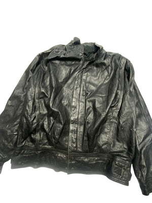 Vintage Black Leather Bomber Jacket Men's XL Northern Pole Vintage Wholesale 