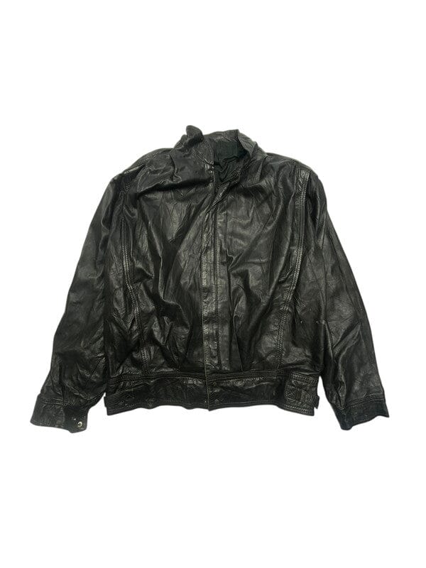 Vintage Black Leather Bomber Jacket Men's XL Northern Pole Vintage Wholesale 