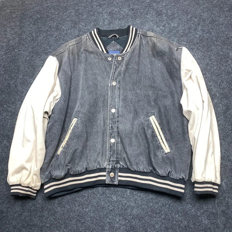 Vintage Grey Basic Editions Varsity Jacket XL Northern Pole Vintage Wholesale 