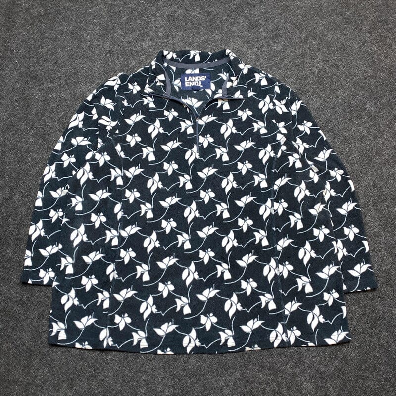 Vintage Lands' End Black 1/4 Zip-up Fleece Sweater 2XL Northern Pole Vintage Wholesale 