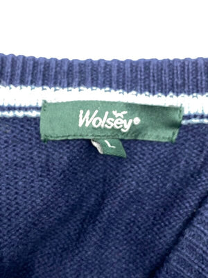 Vintage Navy Wolsey V-neck Jumper Men's Large Northern Pole Vintage Wholesale 