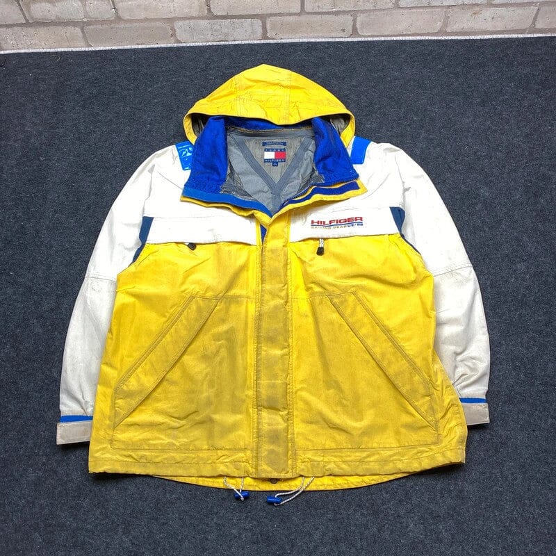 Vintage Yellow Tommy Hilfiger Parka Jacket Men's XL Northern Pole Vintage Wholesale 