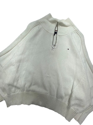 White Tommy Hilfiger Half-zip Jumoer Men's Medium Northern Pole Vintage Wholesale 