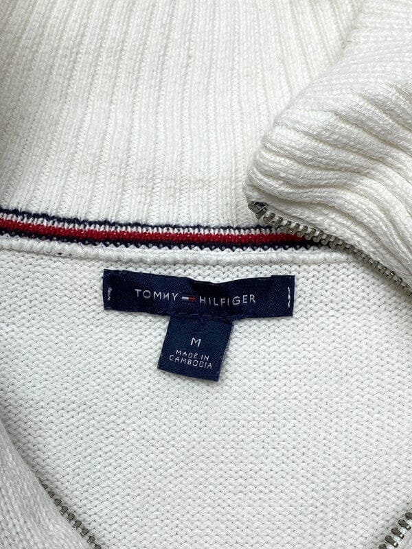 White Tommy Hilfiger Half-zip Jumoer Men's Medium Northern Pole Vintage Wholesale 