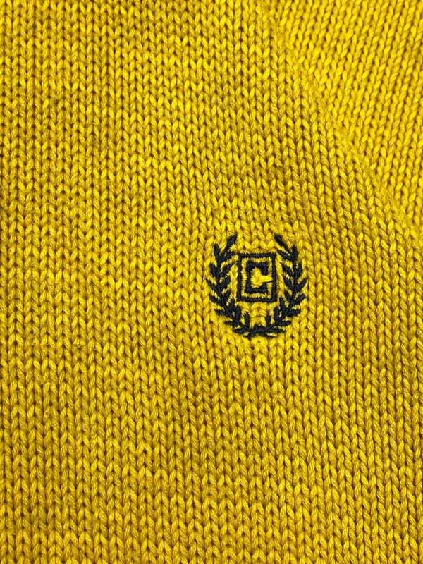 Yellow CHAPS Chest Embroidery Knitwear Jumper Men's XL Northern Pole Vintage Wholesale 