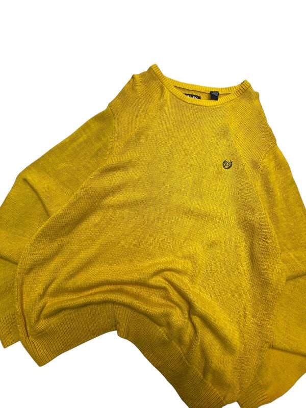 Yellow CHAPS Chest Embroidery Knitwear Jumper Men's XL Northern Pole Vintage Wholesale 